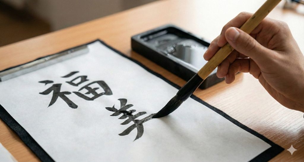 Japanese calligraphy brush and ink