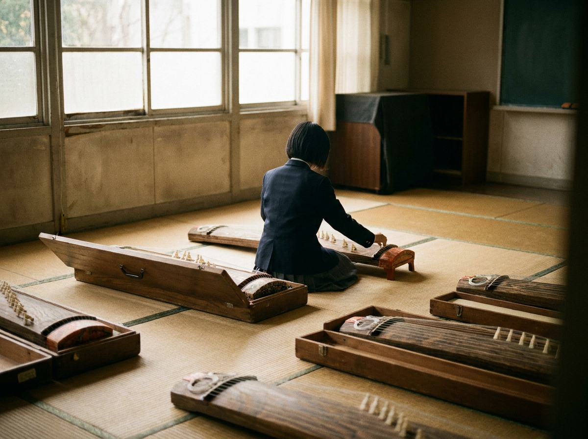 Koto instruments in a music room
