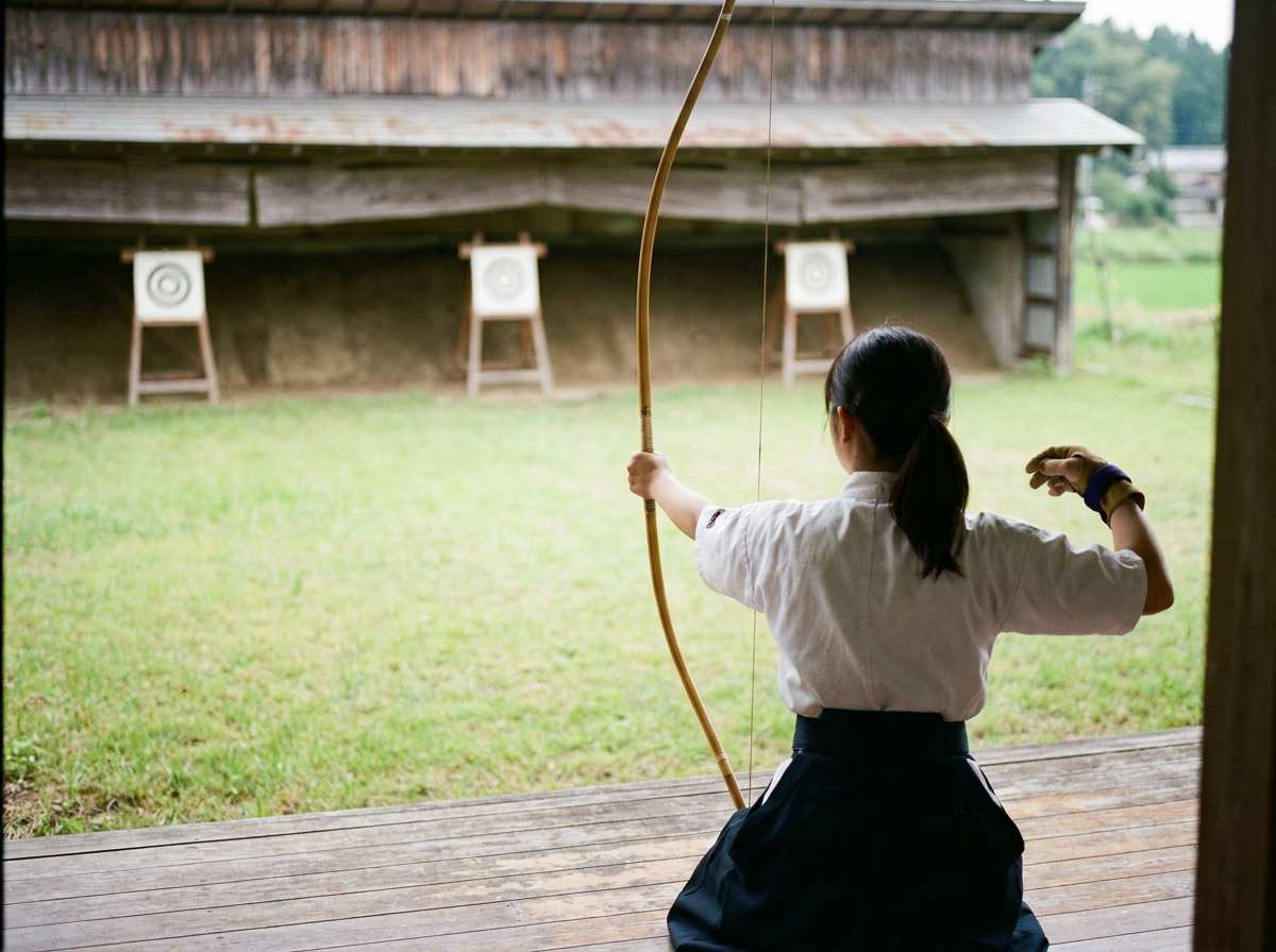 Kyudo archery at a school range