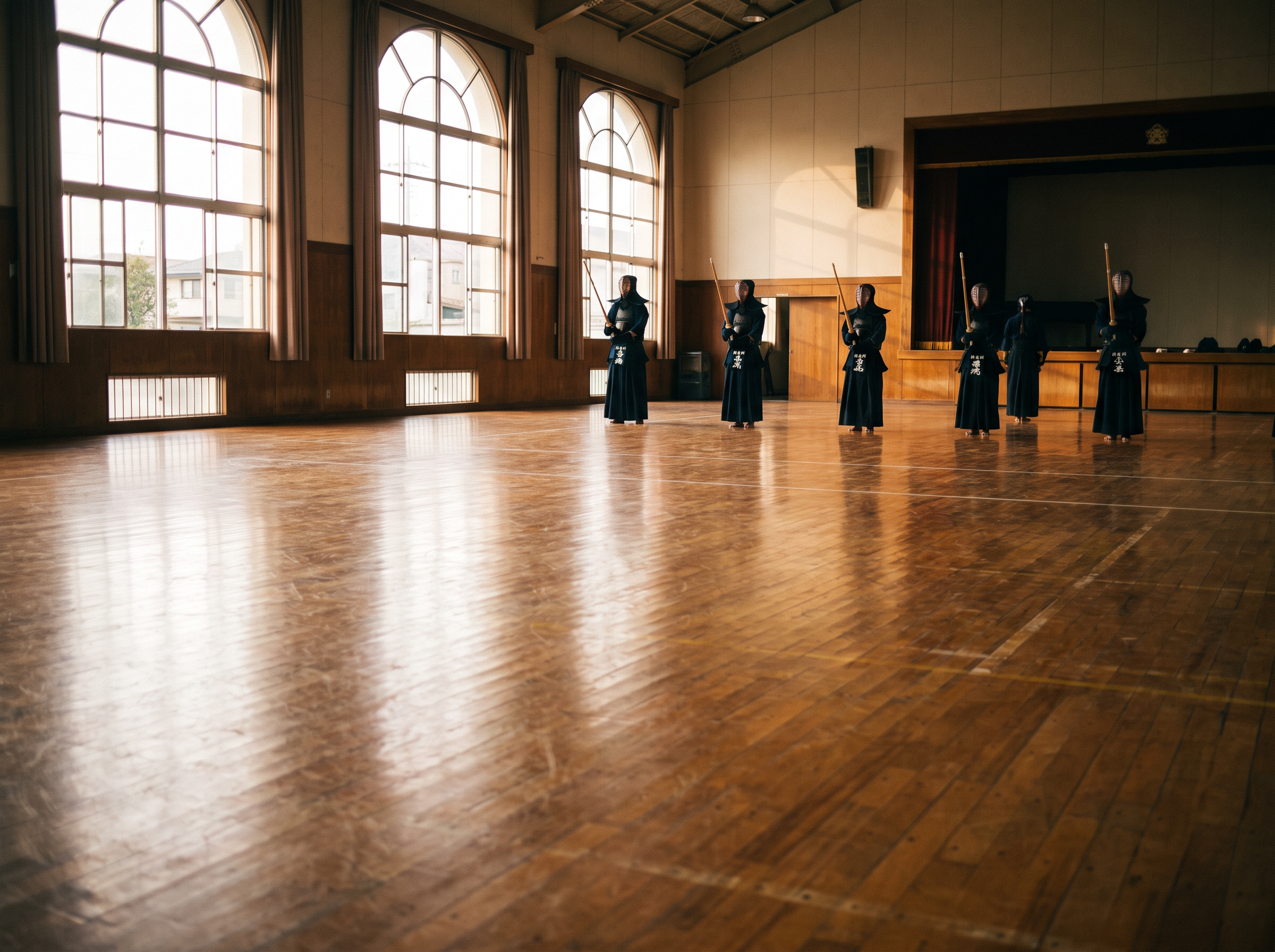 Students at after-school kendo practice