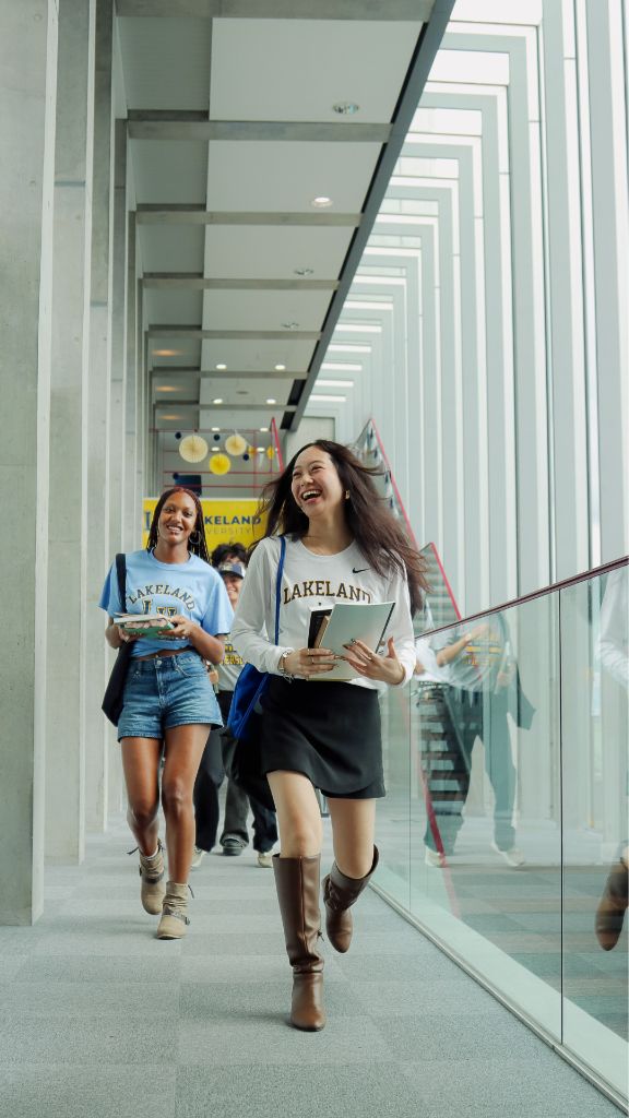 Lakeland University Japan students in modern campus hallway