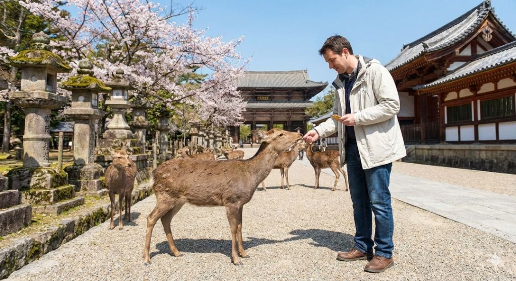 Nara Deer Park - Feeding deer at Nara Park